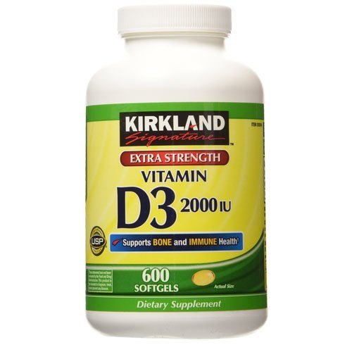 Kirkland Signature Extra Strength Vitamin D3 2000 I.U. 600 Softgels, Bottle Efficacy: Promote Healthy & Growth