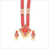 Beeds Meena Kundan Necklace Set
