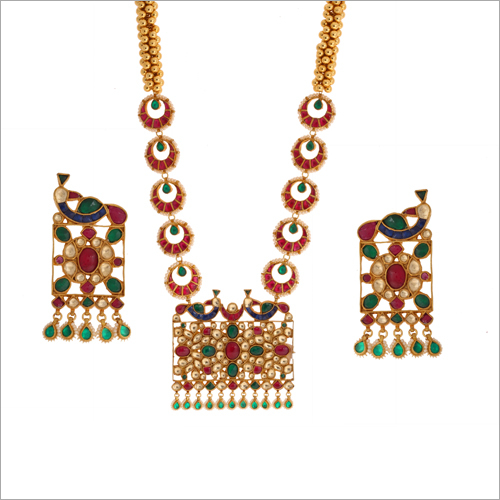 WST1707MLT Paachi Kundan Necklace Set By DESAI JEWELLERS PVT LTD