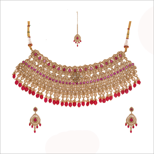 Designer Reverse AD Gold Necklace Set By DESAI JEWELLERS PVT LTD