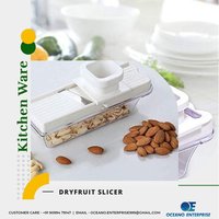 Dryfruit Slicer - Sturdy Stainless Steel Blade, 10 Cm Size, White | Ergonomic Design, Adjustable Thickness, Detachable Storage Container