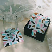 Coasters Pink Blue-sq Set Of 6 With Stand