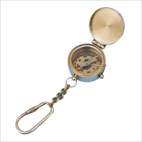 Brass Metal Compass Keychain