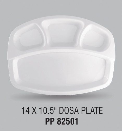 White Square Plastic Dosa Plate 14x10.5 Inches