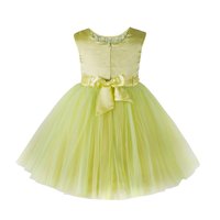 Kids sequence embellished Yellow party wear frock