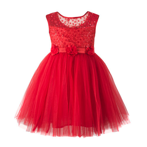 Girls Party Wear Red Frock