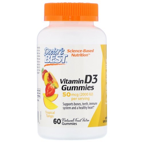 Doctors Best Vitamin D3, 50 Mcg 2000 Iu Tropical Tango 60 Gummies Efficacy: Promote Healthy & Growth