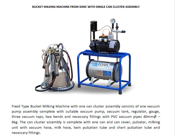 BUCKET MILKING MACHINE WITH SINGLE CAN CLUSTER ASSEMBLY