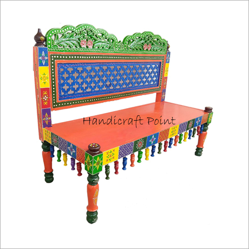 Wooden Hand Painted Carved Sofa
