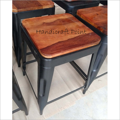 Cafe Dining Stools With Solid Wood Seat