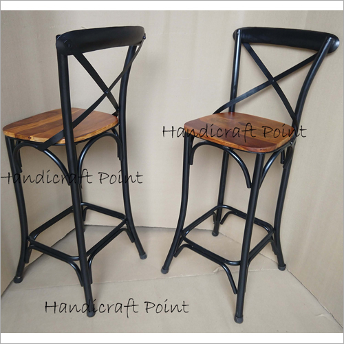 Metal Solid Wood Bar Chair