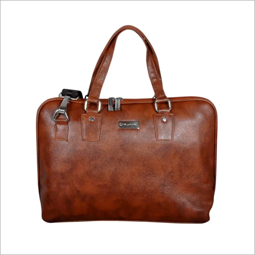 Leather Laptop Bag - Premium Quality Leather, Zipper Closure, Plain Brown Design | Sleek and Professional Style for Business Use