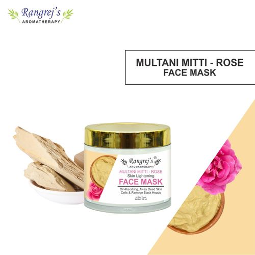Rangrej's Aromatherapy Multani Mitti & Rose Face Mask for Glowing & Brightening Skin Natural Skin Care Product for Men and Women (100ml)