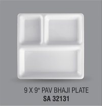 SWIFT INTERNATIONAL Food-Grade Virgin Plastic (Microwave-Safe) 3-Compartments Divided-Dinner 9 Inches Pav Bhaji Plates (12, White)