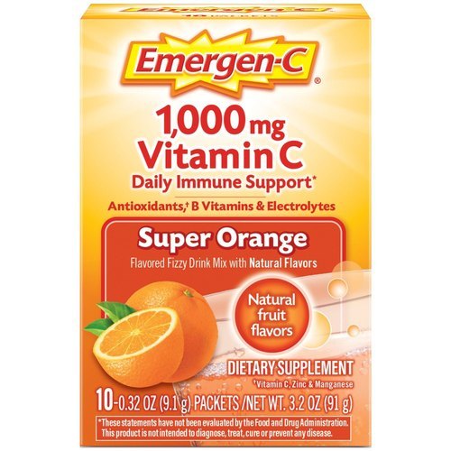 Emergen-C Vitamin C Fizzy Drink Mix Super Orange - 1000 Mg - 10 Packets Efficacy: Promote Healthy & Growth