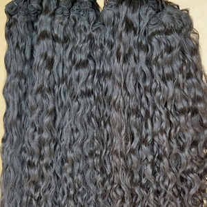 Long Wavy Indian Human Hair Extensions With Temple Human Hair