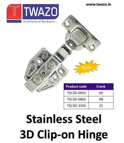 STAINLESS STEEL SOFT CLOSE CLIP-ON 3D HINGES By TWITS HARDWARE CORPORATION