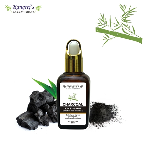 Rangrej's Aromatherapy Charcoal Face Serum With Vitamin C,detoxifying & Gives Glowing Skin,protects From Pollution,all Skin Types  (50 Ml)