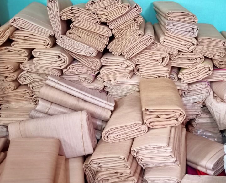 Coloured Tussar Silk Raw Fabric
