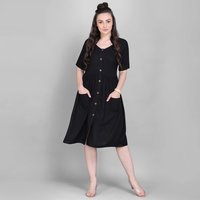 Women Rayon Designer Tunic - 40 Inch Length, Available In Black, Yellow, Pink, Green, Maroon | Perfect For Casual, Daily, Party Wear With 3-4th Sleeves