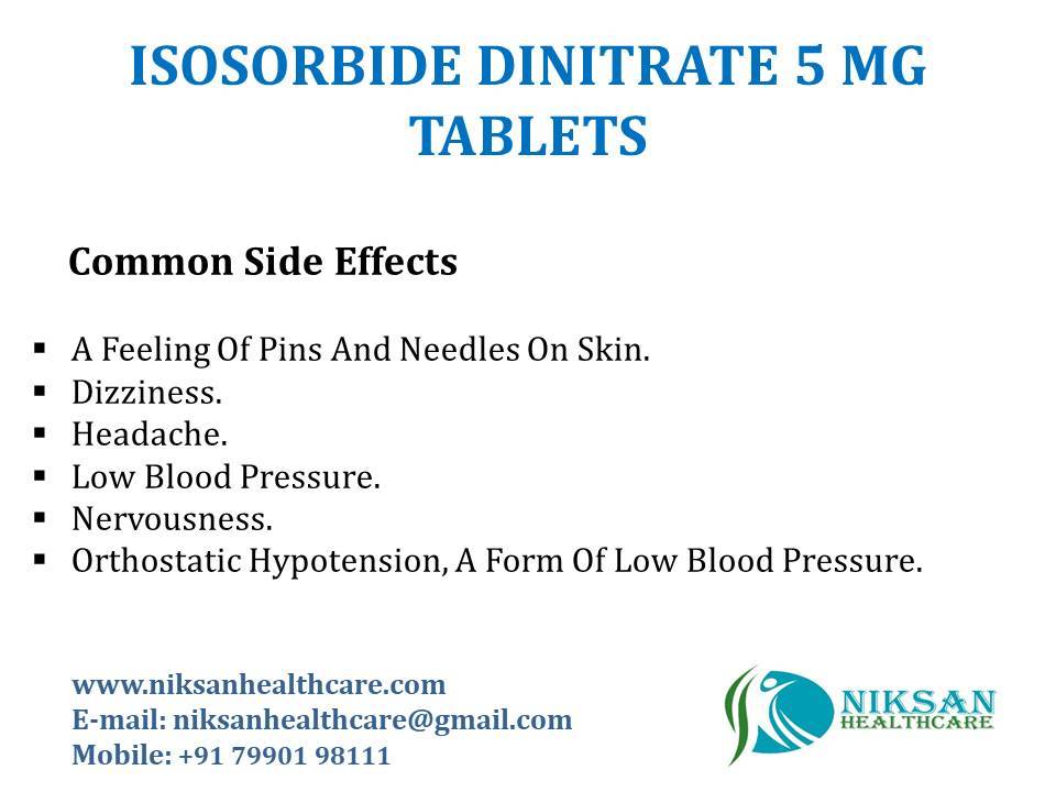 ISOSORBIDE DINITRATE 5 MG TABLETS