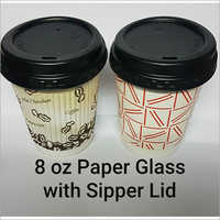 Printed 250 Ml Double Wall Paper Cup With Sipper Lid