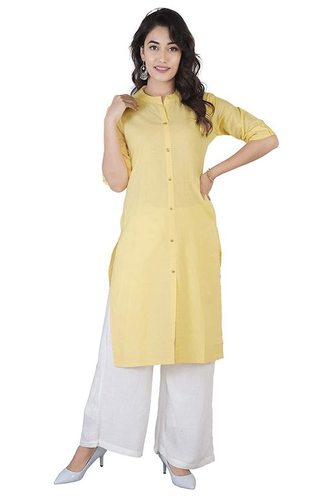 Women Cotton Solid Kurta Bust Size: 34.0-44.0 Inch (In)