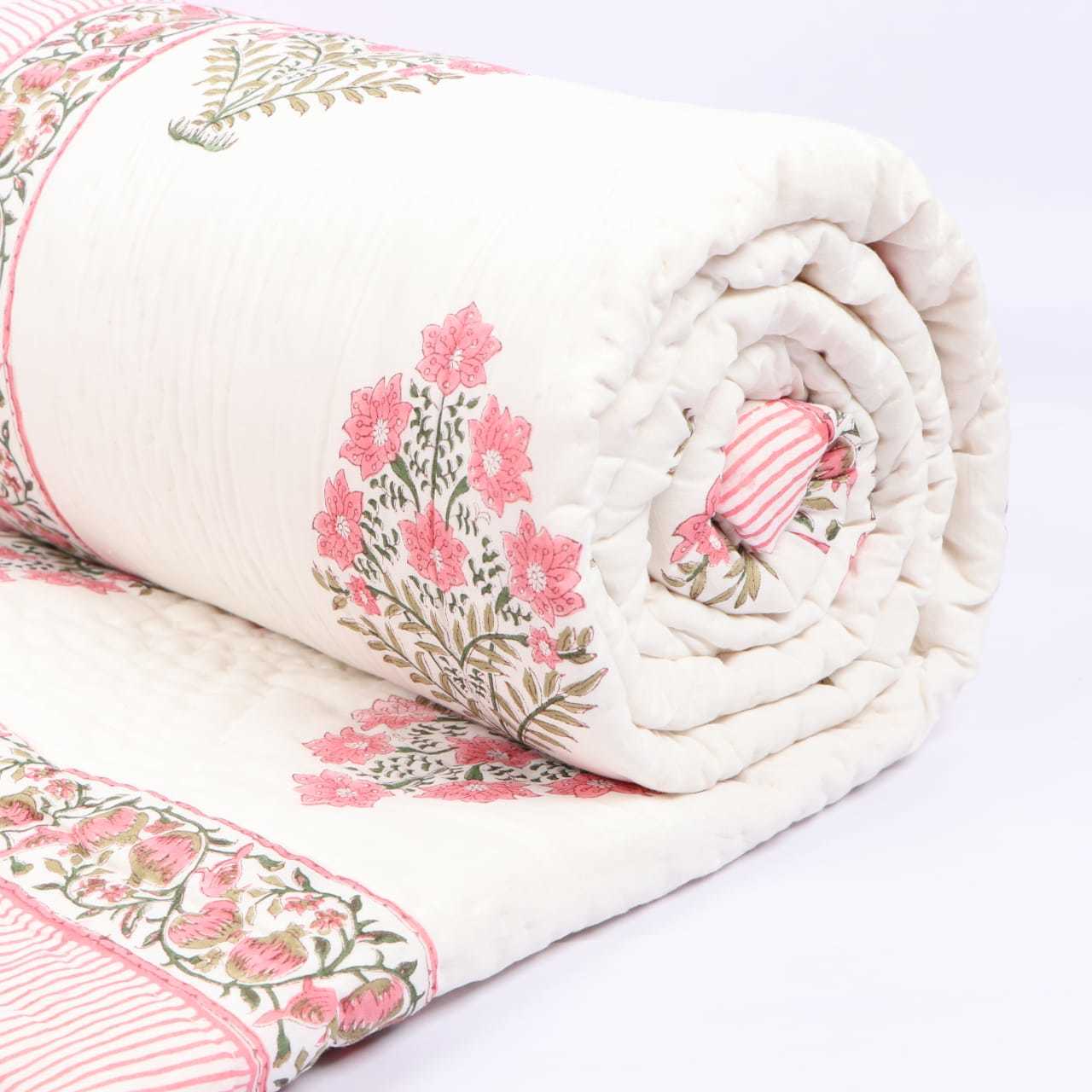 HAND BLOCK PRINTED  COTTON QUILT