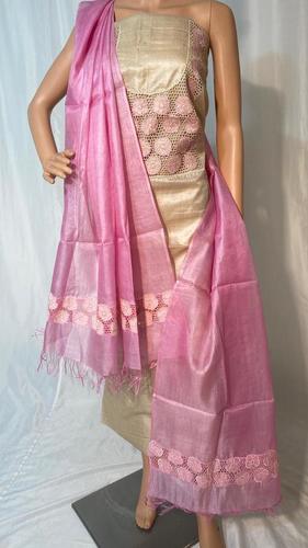 PURE TUSSAR SILK CUT WORK TOP 2.5 MTRS , WITH PURE TUSSAR SILK LONG 2.5 MTRS DUPATTA WITH CUT WORK .