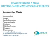 LEVOCETIRIZINE 5 MG &DIETHYLCARBAMAZINE 300 MG TABLETS