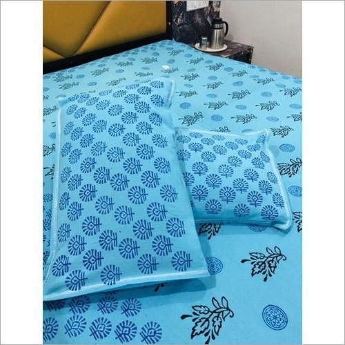 Batik Cotton Double Bed Sheet Set - 100% Cotton, Full Size, Blue | Washable, Printed Pattern for Home & Hotel Use
