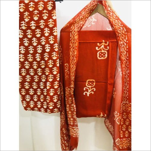 Designer Printed Cotton Dress Material - Cotton, Standard Size | Orange, Washable, Printed Texture, Worldwide Export Availability