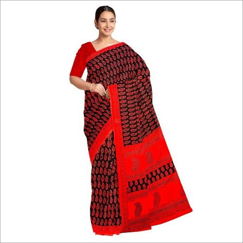 Batik Bagh Block Printed Cotton Saree - Cotton Material | Casual Style, Printed Pattern, Suitable for Rainy, Spring, Summer, and Winter Seasons