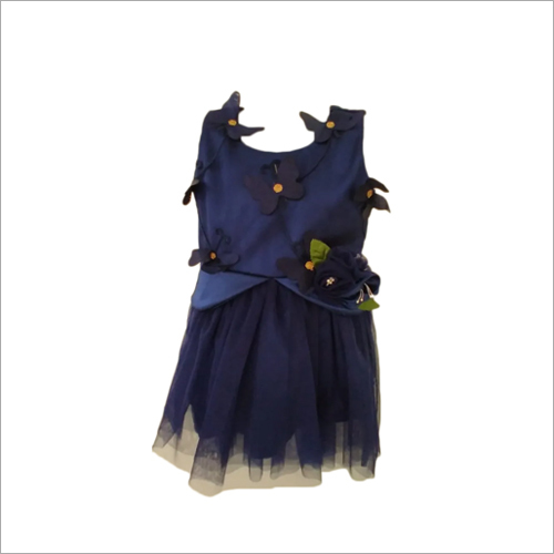 Kids Designer Frock - Lightweight Cotton Blend, Various Sizes , Trendy Blue Color with Alluring Design for Girls, Perfect for Summer Celebrations