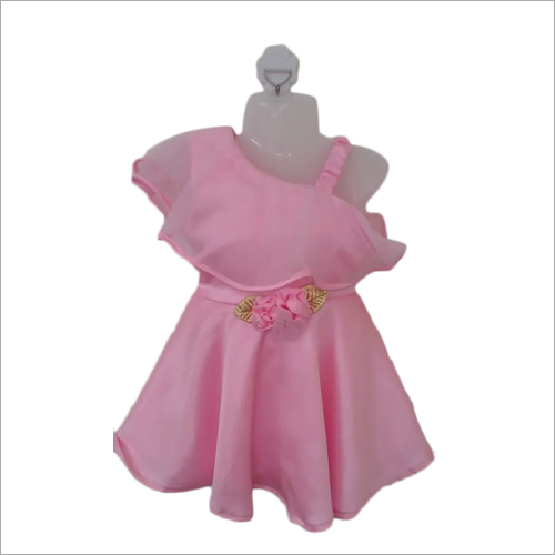 Kids Modern Frock - Washed Cotton Blend, Summer Fit | Eye-Catchy Pink, Durable Design, Ideal for Girls' Occasions and Celebrations