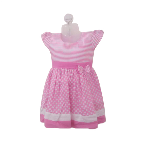Kids Casual Frock - Cotton Blend, Light Pink and White | Summer Style, Washable, Comfortable Fit, Modern Design