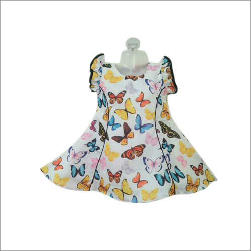 Kids Printed Frock - Cotton Blend, Modern Style with Colorful Butterfly Print | Washable, Comfortable Fit for Girls