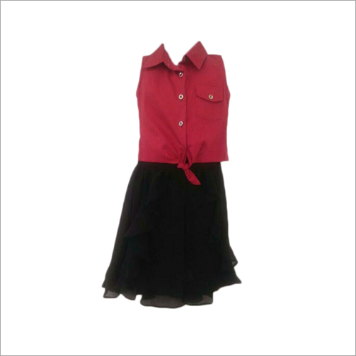 Black Kids Casual Skirt With Top