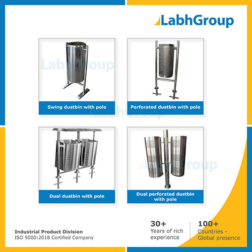 Stainless Steel Dustbin With Pole