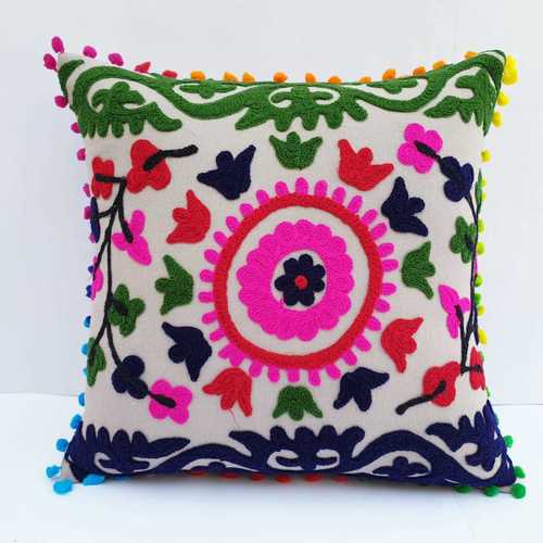 Multicolor Embroidery Sujani Cushion Cover