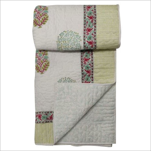 Multicolor Jaipuri Hand Block Print Quilt Bed Cover