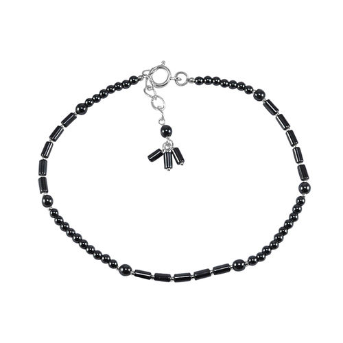 Top Quality Black Hematite Gemstone Anklet 925 Sterling Silver Beaded Anklet For Women