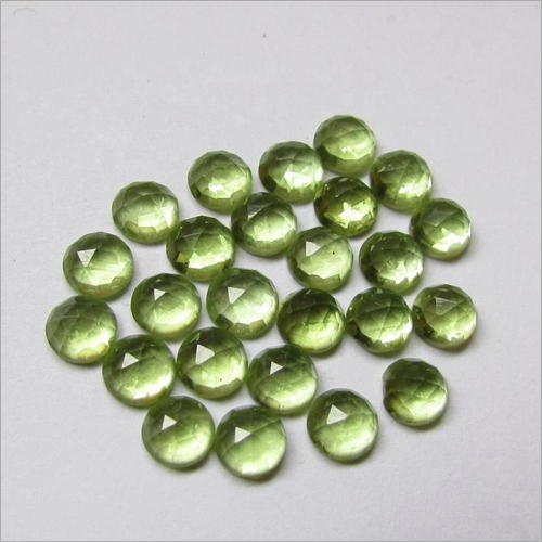 6mm Natural Peridot Rose Cut Round Cabochons Loose Gemstones