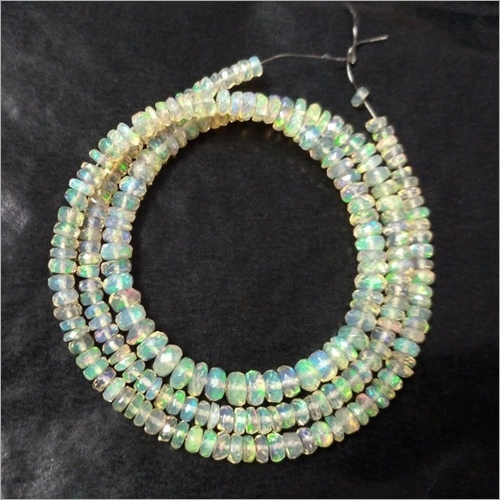 Natural Ethiopian Opal Gemstone Faceted Rondelle Beads