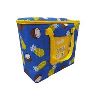 Large Capacity Picnic Insulated Lunch Bag - Canvas, 34 X 15 X 32 Cm, Dark Blue | Zipper Top, Printed Design, Customizable Color Options