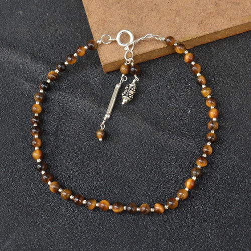 Mz At-20019 Tiger Eye Gemstone Anklet 925 Sterling Silver Beaded Anklet For Women Gender: Unisex