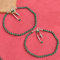 Natural Green Onyx Gemstone Anklet 925 Sterling Silver Beaded Anklet For Women Gender: Unisex