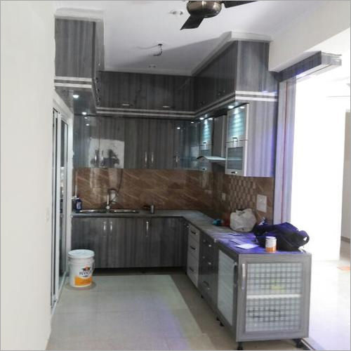 Wooden L Shape Modular Kitchen - Color: As Per Client Requirment.