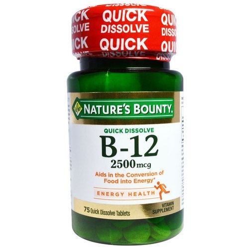 Nature Bounty, B-12, 2500 Mcg, 75 Quick Dissolve Tablets Efficacy: Promote Healthy & Growth