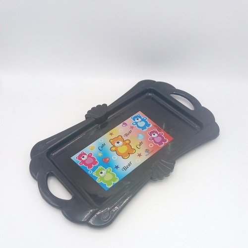 Fancy Plastic Serving Tray Big - Plastic, 35.9 x 21 x 1.5 Cm, Black | Ideal for Kitchen Use, Lightweight at 170 gms, Versatile Design